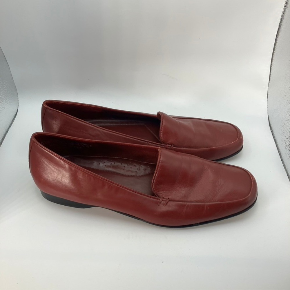 Bass Womens Leather Loafers Size 9.5M Red Slip-On Made in Brazil Vintage